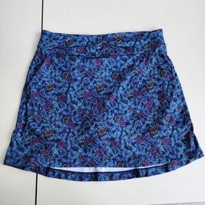 Gu Play Dri Golf Skort Womens Side Pockets Stretch Paisley Pattern Blues Sz M